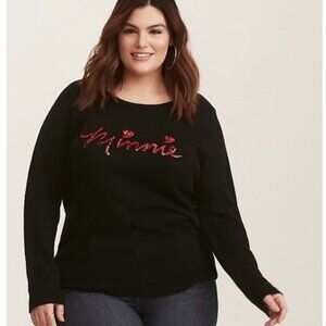 TORRID DISNEY MINNIE MOUSE BLACK SEQUIN SWEATER 1X